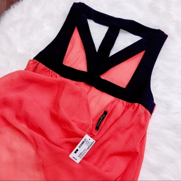 Cutout Sheer Coral Hi-Lo Tank — NWT - Picture 3 of 4